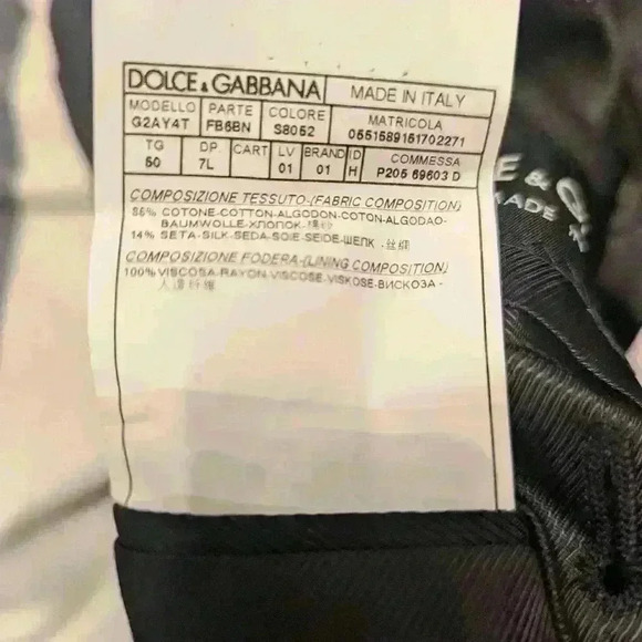 Dolce & Gabbana Tailored Fit WoolSilk Cotton Mix Navy Blazer - size 40R US BNWT - Picture 10 of 10